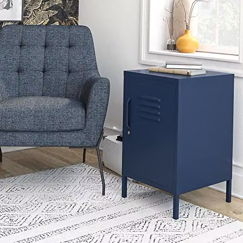 DHP Furniture Bradford Metal Locker End Table, Blue, W: 37 cm, D: 39 cm, H: 68 cm – 2