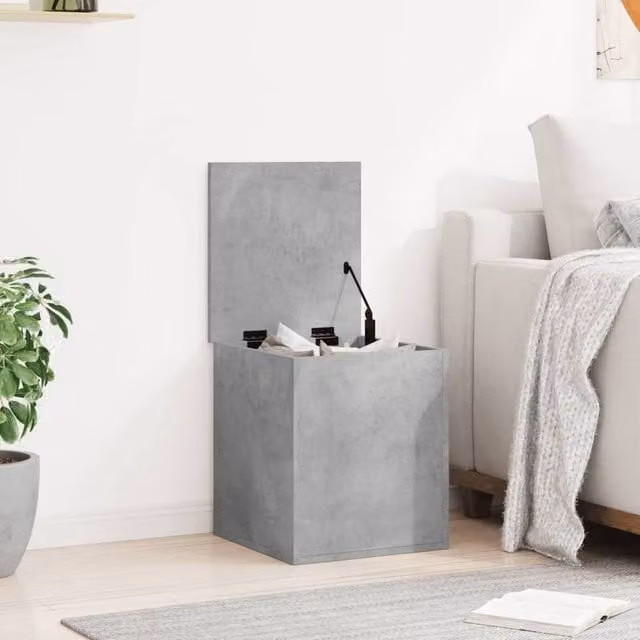 Berkfield Home Storage Box in Concrete Grey, W/D/H: 42 x 42 x 46 cm