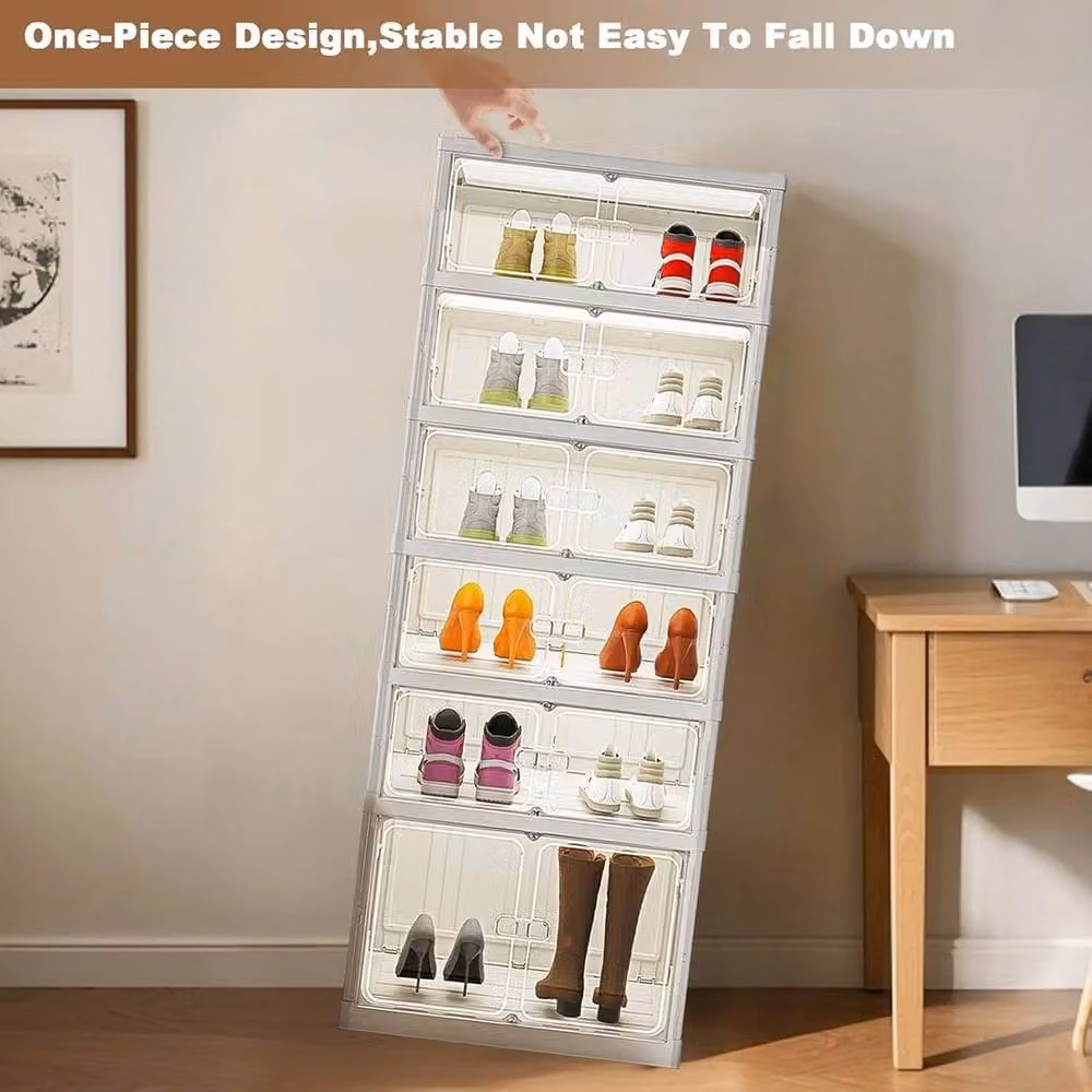 Nordara White Shoe Rack, Boltless Shelving Organiser, H 173 x W 43 x D 31 cm – 2