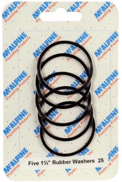 McAlpine CARD-25 Five Black Rubber Sealing Washers, 1.5 inch