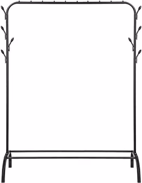 KORVIXA Heavy Duty Metal Clothes Rail Rack in Matt Black – 1