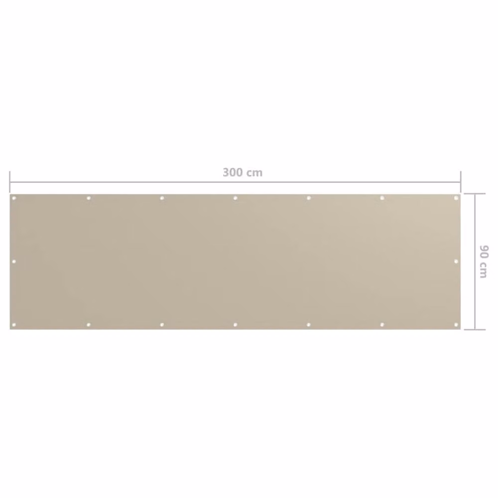 Berkfield Home Balcony Screen in Beige Oxford Fabric, W: 90 cm, L: 300 cm – 2
