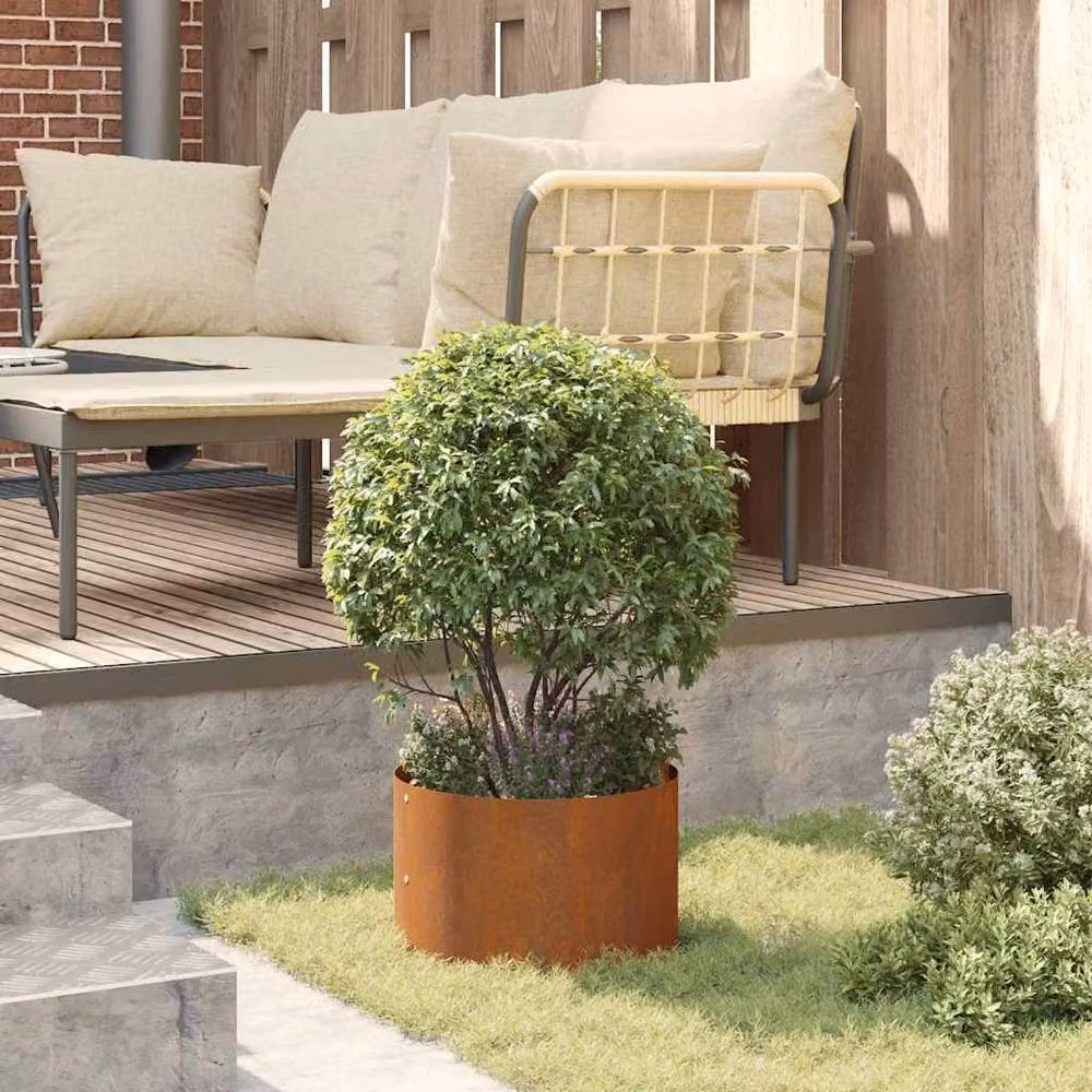Berkfield Home Corten Steel Planter Tub, Brown, W/D/H: 30.0 x 20.0 x 20.0 cm – 3
