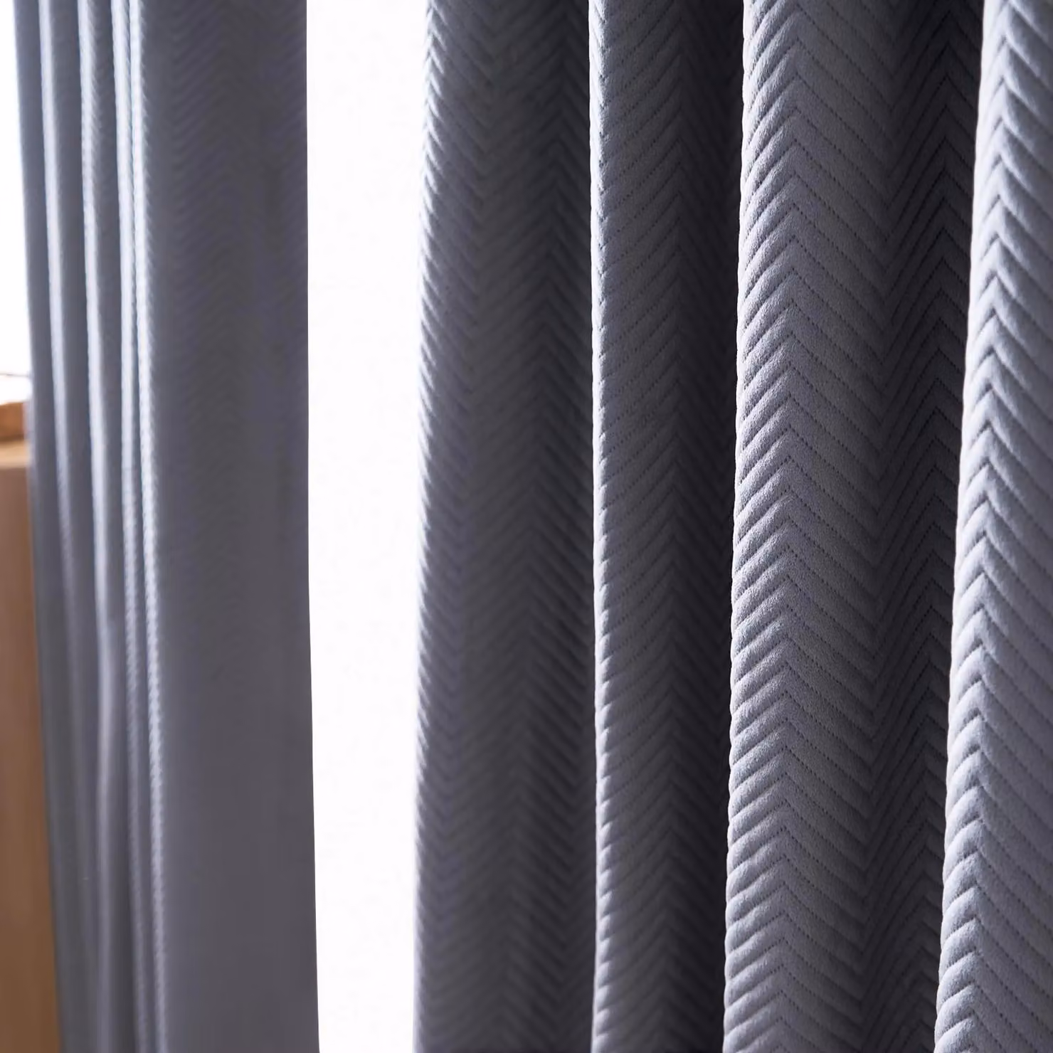 OHS Pinsonic Velvet Ready Made Eyelet Curtains in Grey, Width: 168 cm, Drop: 229 cm – 2