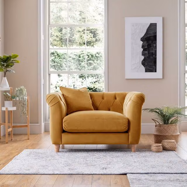 The Great Sofa Company Kensington Gold Velvet Chesterfield Armchair – 1