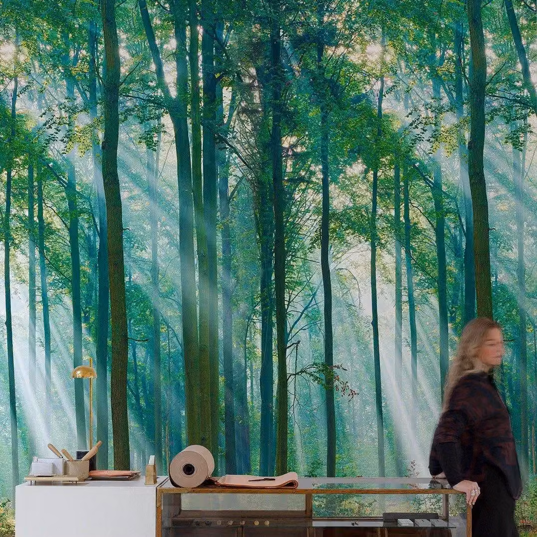 Grandeco Biophilic Photographic Sunlight Through Trees Mural, Green, W: 280 cm, H: 159 cm – 4