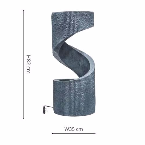 Ivyline Modern Spiral Water Feature Fountain in Grey Polyresin, H82 x W35 x D35 cm – 3