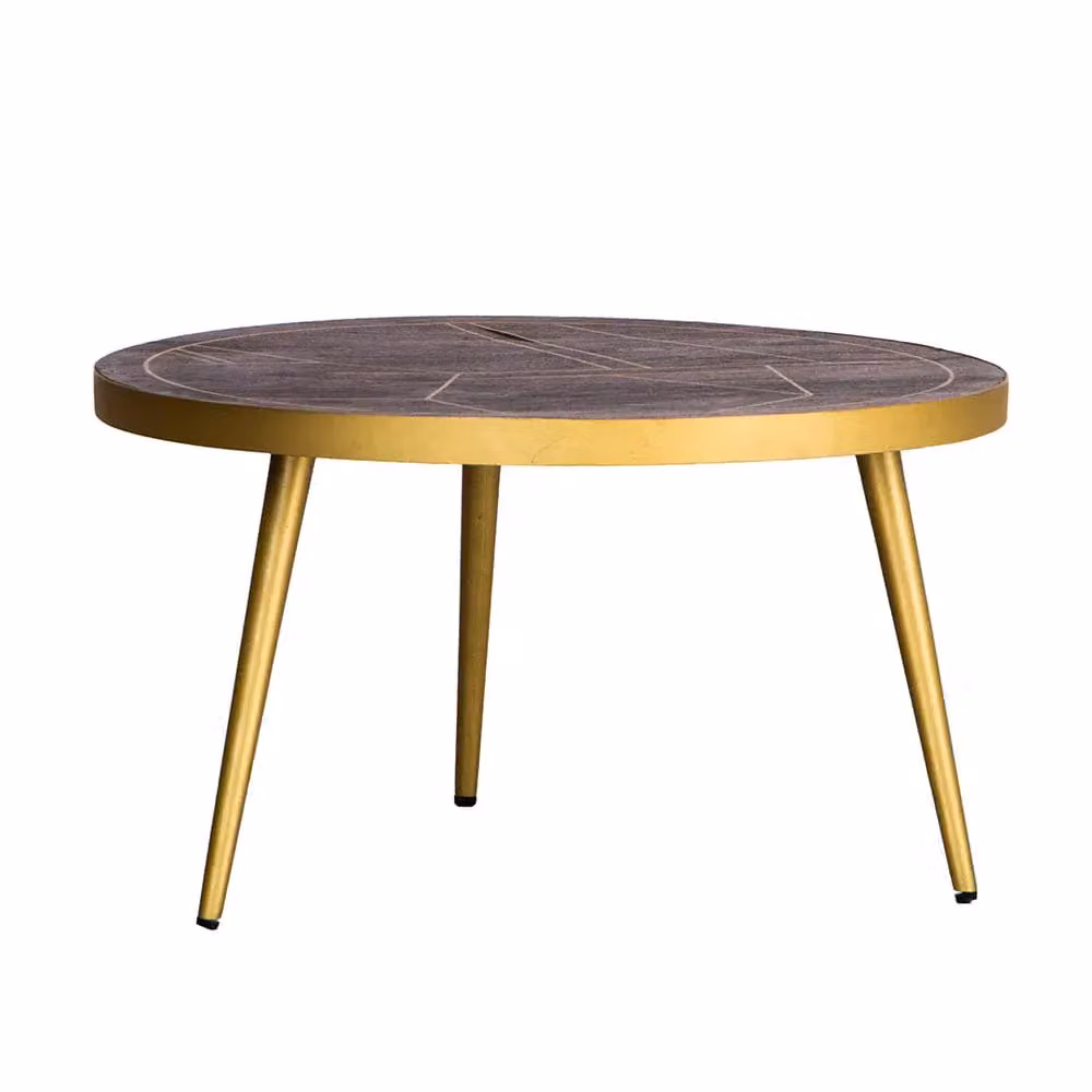 IH Design Jusleen Round Mango Wood Coffee Table in Brown and Gold – 2