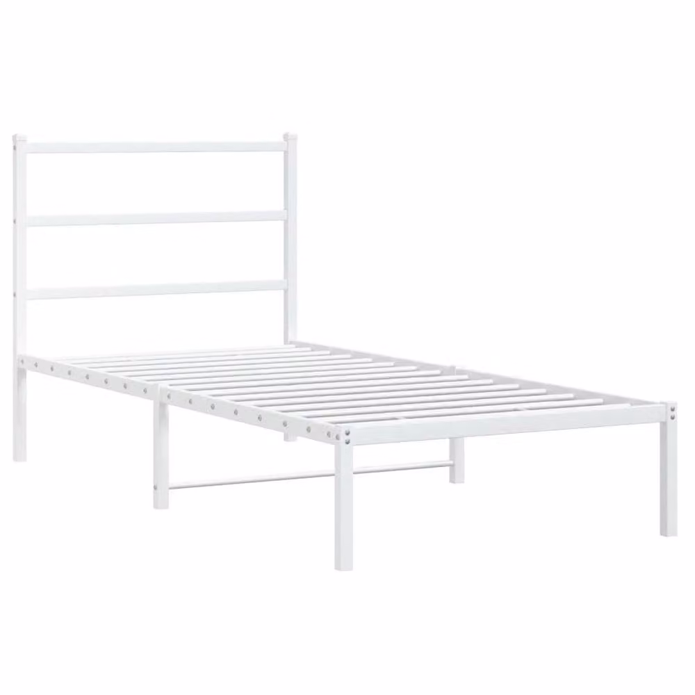 Berkfield Home Metal Bed Frame with Headboard, White, W/D/H: 90 x 200 cm – 2