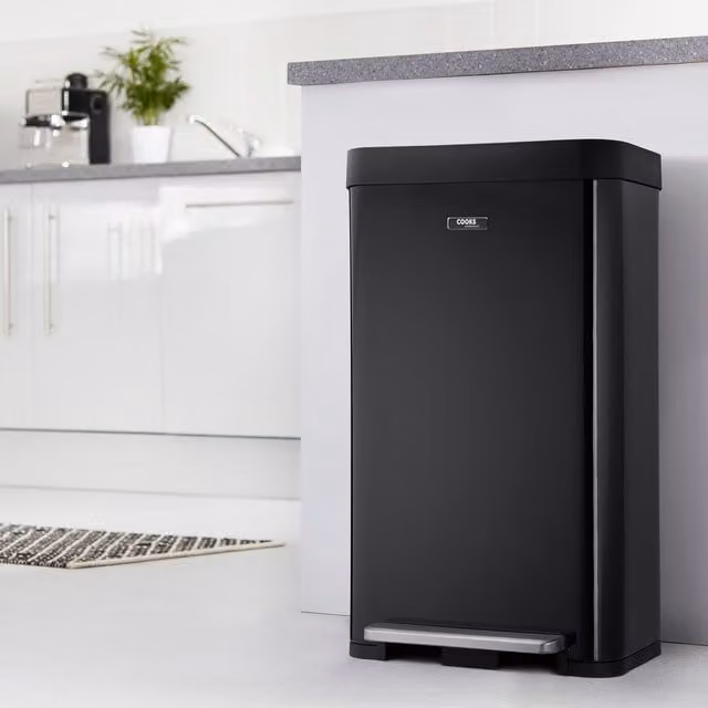 Cooks Professional 65L Single Compartment Recycle Pedal Bin with Soft Close, Black