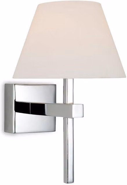 Netlighting Fabio 1 Light Bathroom Wall Light in Chrome and Grey with Opal Glass, IP44, G9