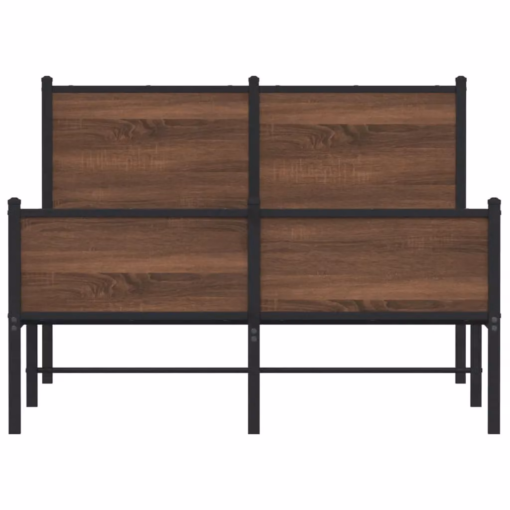 Berkfield Home Metal Bed Frame in Brown Oak, W/D/H: 120 x 190 cm, Small Double – 3