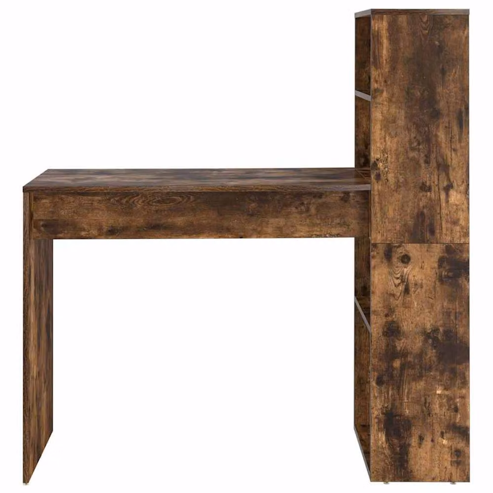 Berkfield Home Writing Desk with Storage in Smoked Oak Brown, W/D/H: 113 x 54 x 120 cm – 4