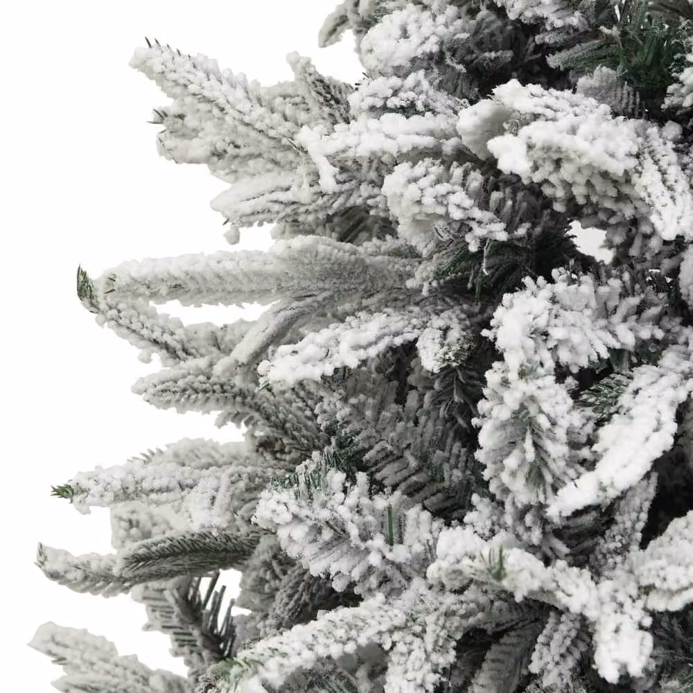 Berkfield Home Artificial Flocked Snow Christmas Tree in Green and White, Height: 240 cm – 3