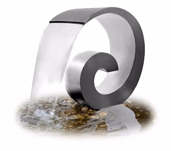Primrose Ammonite Stainless Steel Water Feature Cascade in Metallic Silver, Height: 66 cm – 4