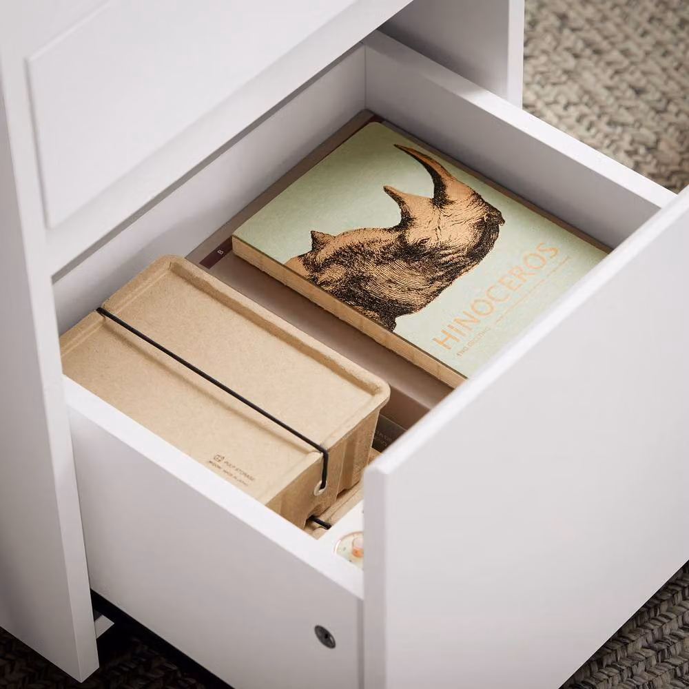 SoBuy Mobile Office Storage Cabinet with Lockable Drawers and Castors in White – 3