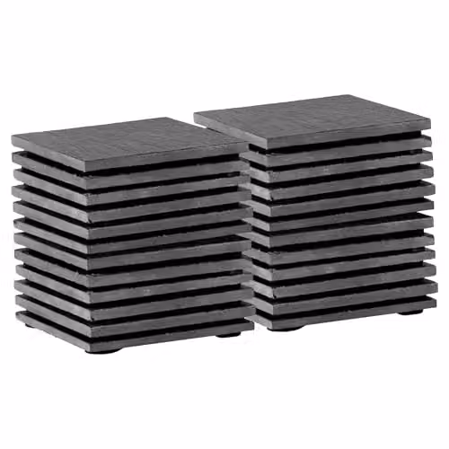Argon Tableware Square Black Slate Coasters, 24 Piece Set with Holder