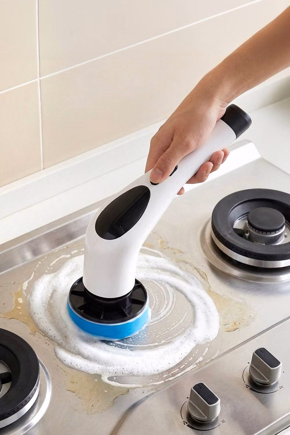 Living and Home 9 in 1 Cordless Handheld Electric Spin Scrubber with Long Handle, White – 2