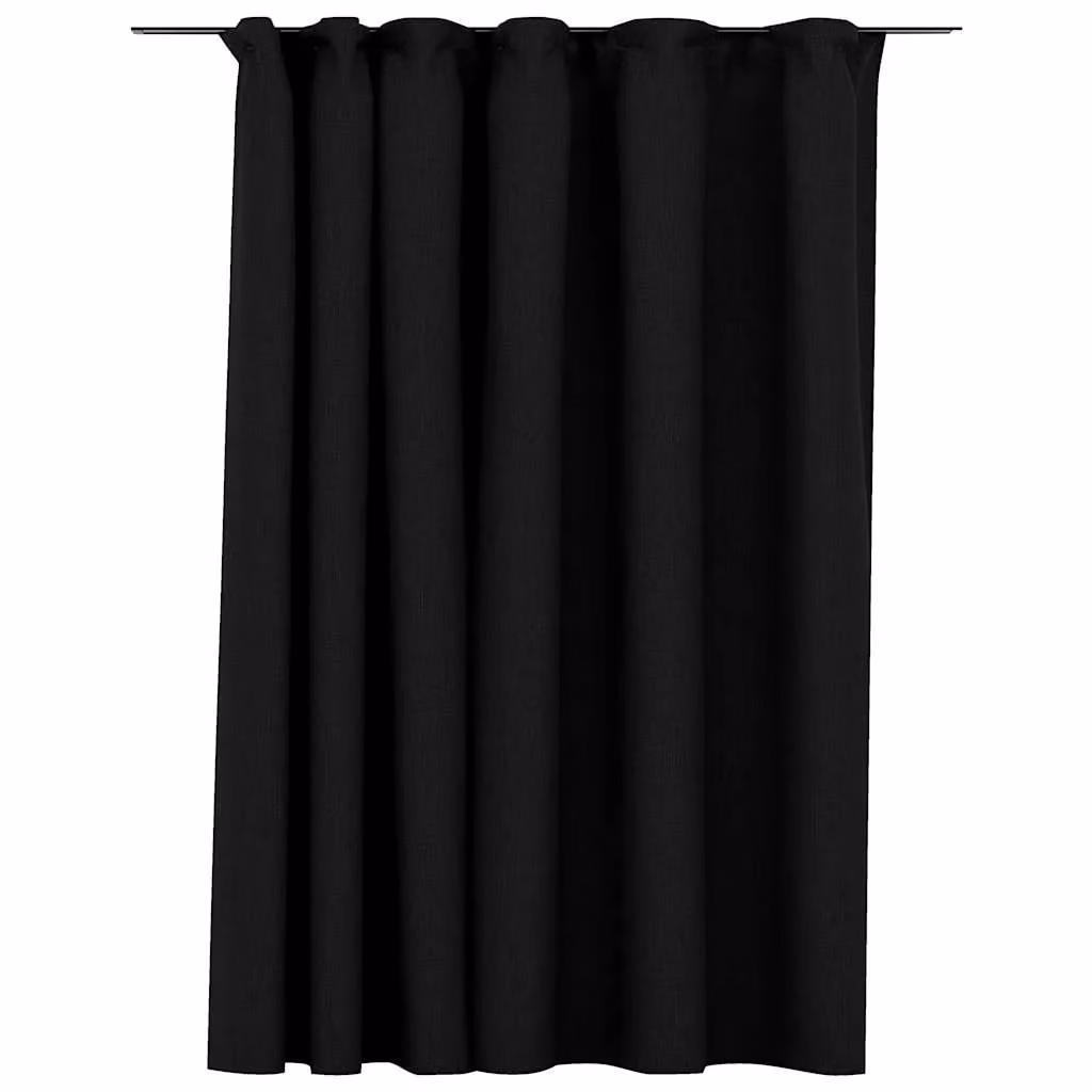 Berkfield Linen-Look Blackout Curtain with Hooks, Anthracite, W: 290 cm, H: 245 cm – 2