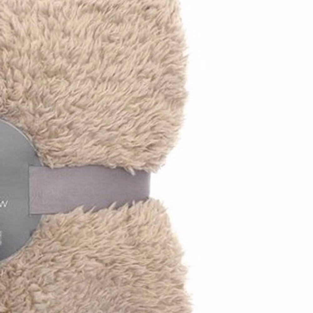 Ribbon Fluffy Teddy Fleece Throw in Beige – 2