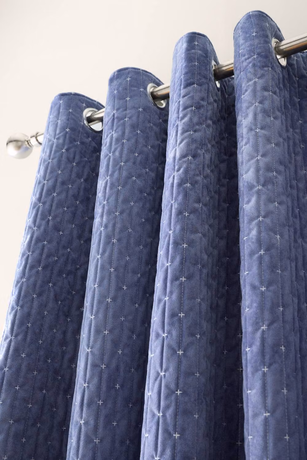 Bianca Attica Velvet Blue Blackout Eyelet Curtains, Width: 117 cm, Drop: 183 cm – 3