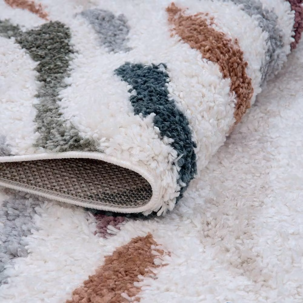 THE RUGS Moodi Abstract Design Shaggy Soft High Pile Multicolour Living Room Rug, W: 120 cm, L: 170 cm – 3