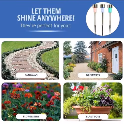 Gainsborough Set of 12 Multicolour Solar Garden Lights in Silver Stainless Steel – 5