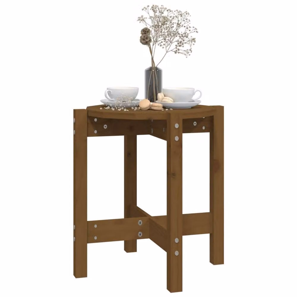 Berkfield Home Beautiful Round Solid Wood Pine Coffee Table in Honey Brown, Diameter: 42.5 cm, Height: 45 cm – 3