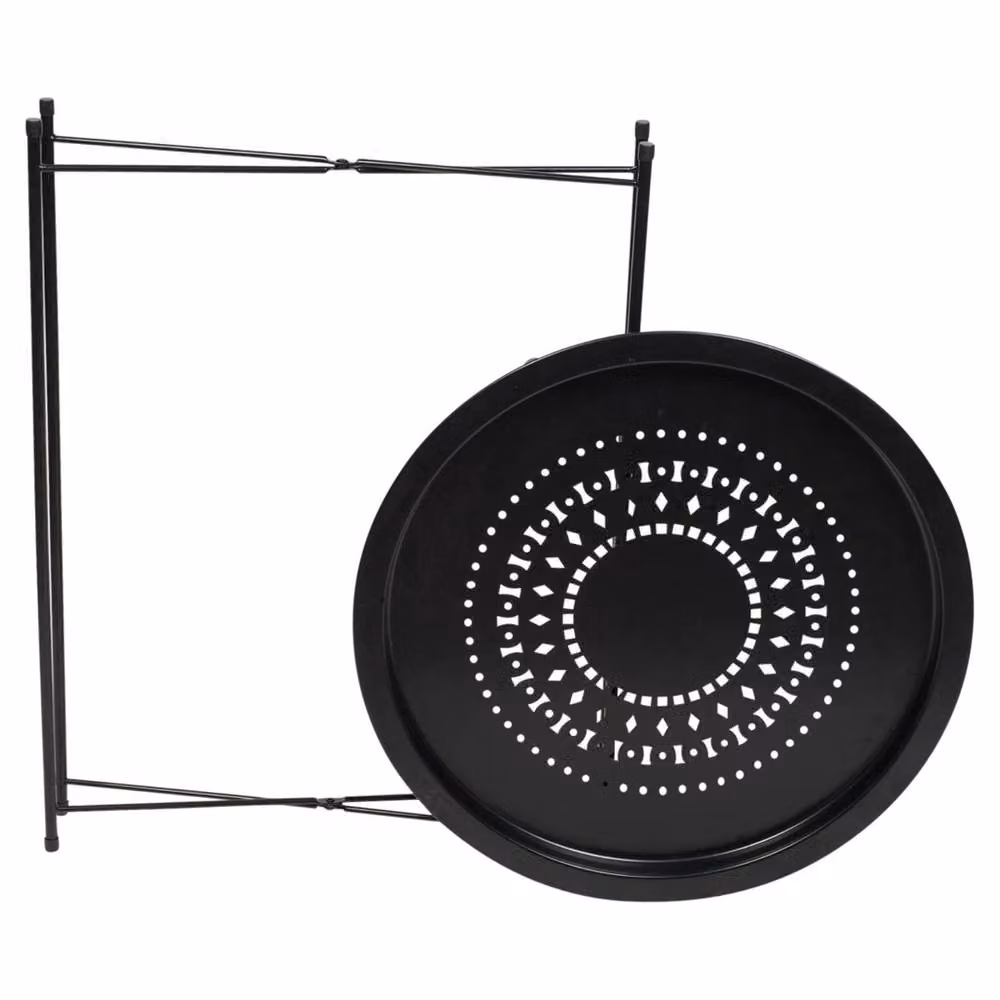 Nordara Black Metal Round Folding Bistro Table for Indoor and Outdoor Use – 3