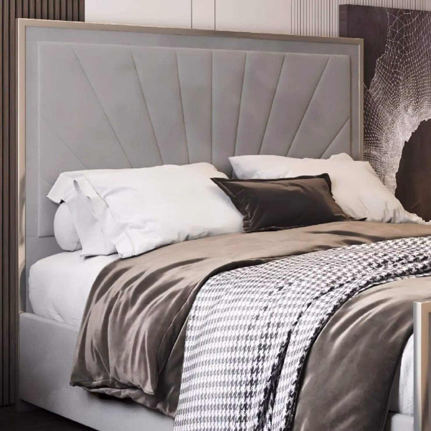 KDMD Roxy Single Upholstered Velvet Bed Frame in Grey – 2