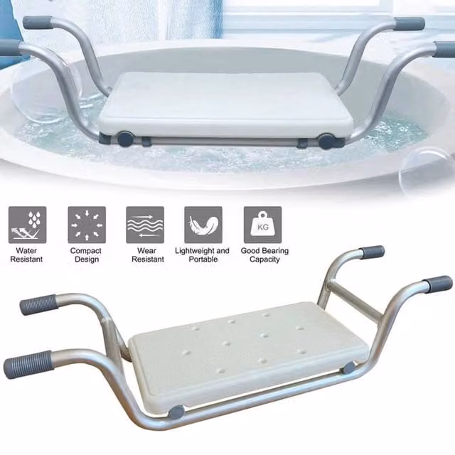 FLAVORA White Telescoping Suspended Bath Seat and Bench Board, Width: 180 cm, Drop: 180 cm