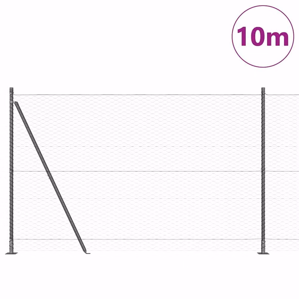 Berkfield Home Hexagon Steel Fence in Grey, 6 x 10 m – 2
