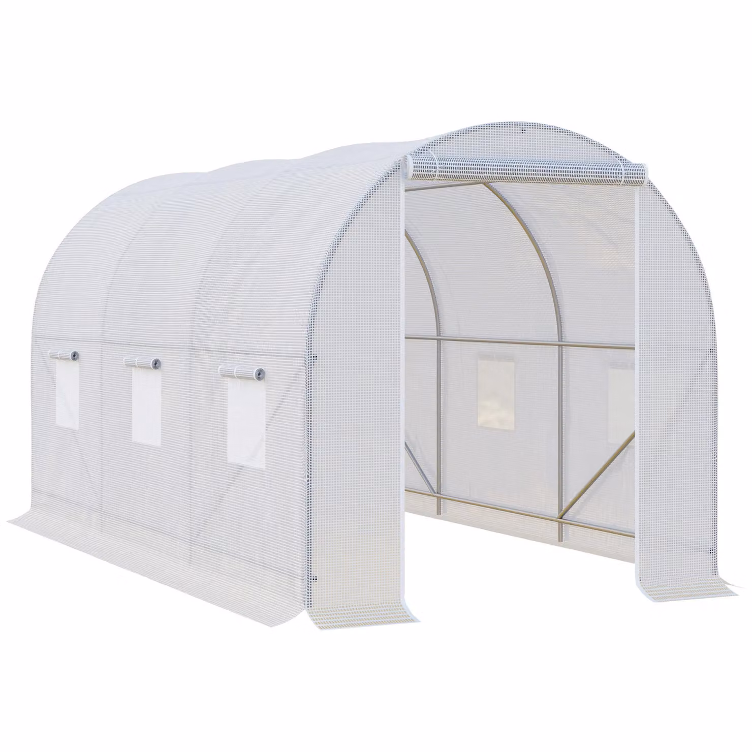 OUTSUNNY White Metal Walk-in Garden Greenhouse Poly Tunnel, W/D/H: 200 x 200 x 200 cm – 2