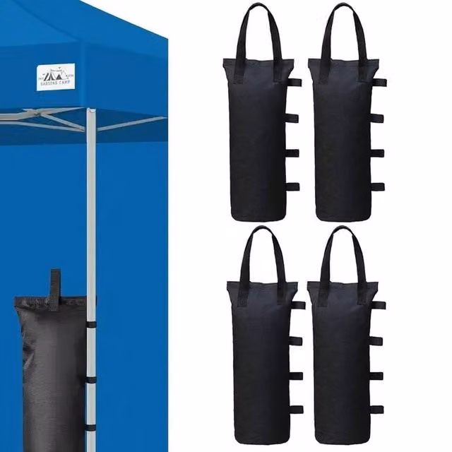 FLAVORA Set of 4 Black Polyester Garden Gazebo Sand Bag Foot Weights, W/D/H: 100 x 15 cm – 1