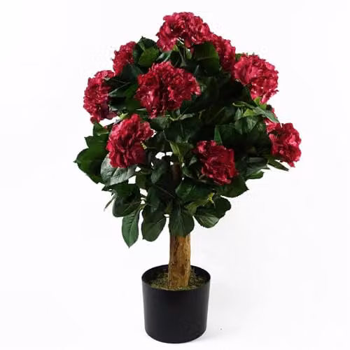 Botanik Luxury Artificial Hydrangea Tabletop Flowering Tree in Pink and Red – 1