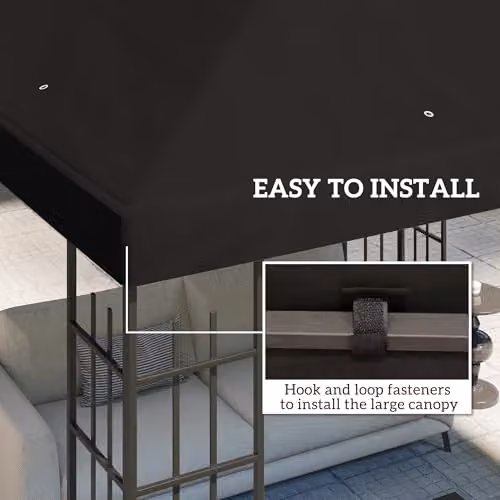 Outsunny Black Polyester Gazebo Canopy Replacement Cover with UPF 50+ Protection – 5