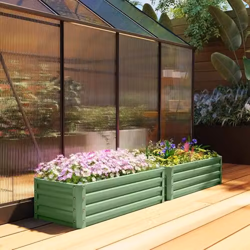 Outsunny Set of 2 Steel Raised Garden Beds, Green, W/D/H: 110 x 50 x 30 cm – 8