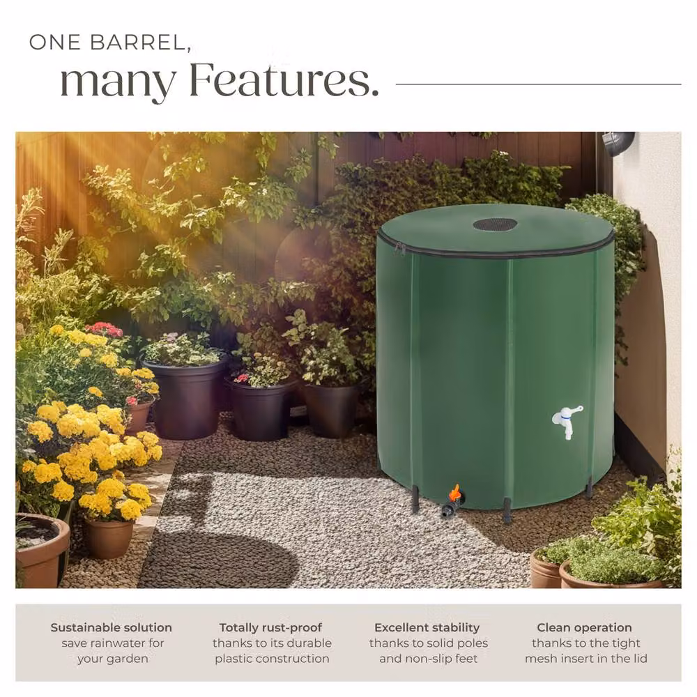 tectake Green Rain Barrel with Tap and Overflow Protection, 500 l – 3