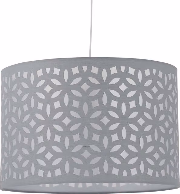 First Choice Lighting Grey Laser Cut Round Fabric Pendant Lightshade, Diameter: 25 cm – 1