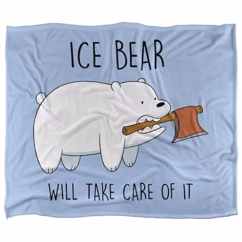 Cartoon Network We Bare Bears Silky Touch Super Soft Microfibre Throw Blanket, White, W/D/H: 152 x 127 cm