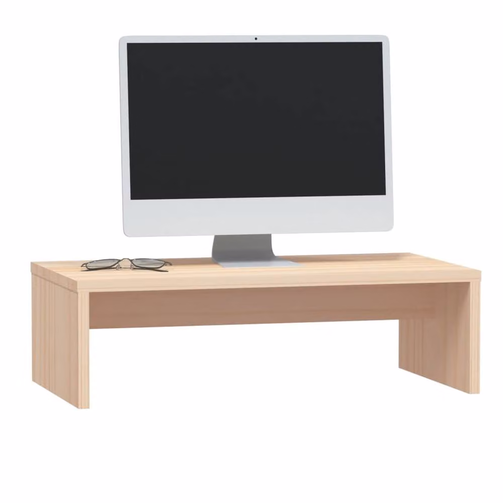 Berkfield Home Monitor Stand in Light Tan Solid Pine Wood, W/D/H: 50 x 27 x 15 cm – 2