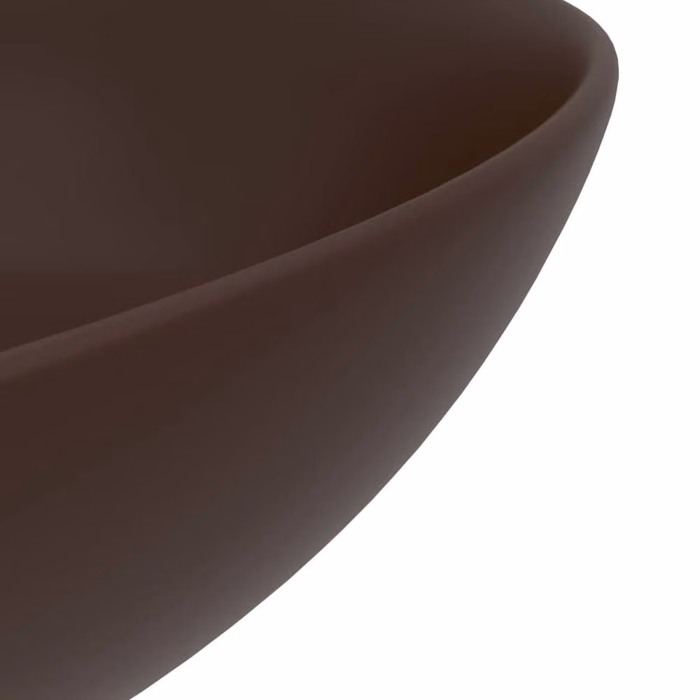 Berkfield Home Round Ceramic Countertop Bathroom Sink in Dark Brown – 4