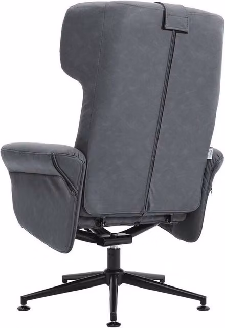 VOGREX Grey PU Leather Swivel Recliner Executive Armchair and Footstool Set – 1
