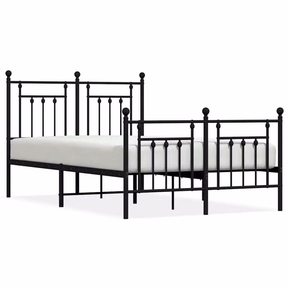 Berkfield Home Metal Bed Frame with Headboard and Footboard in Black, W/D/H: 120 x 200 cm – 3