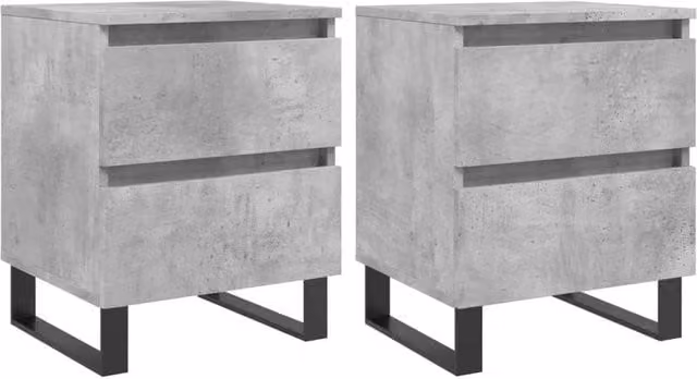 Berkfield Home Set of 2 Bedside Cabinets in Concrete Grey, W/D/H: 40 x 35 x 50 cm