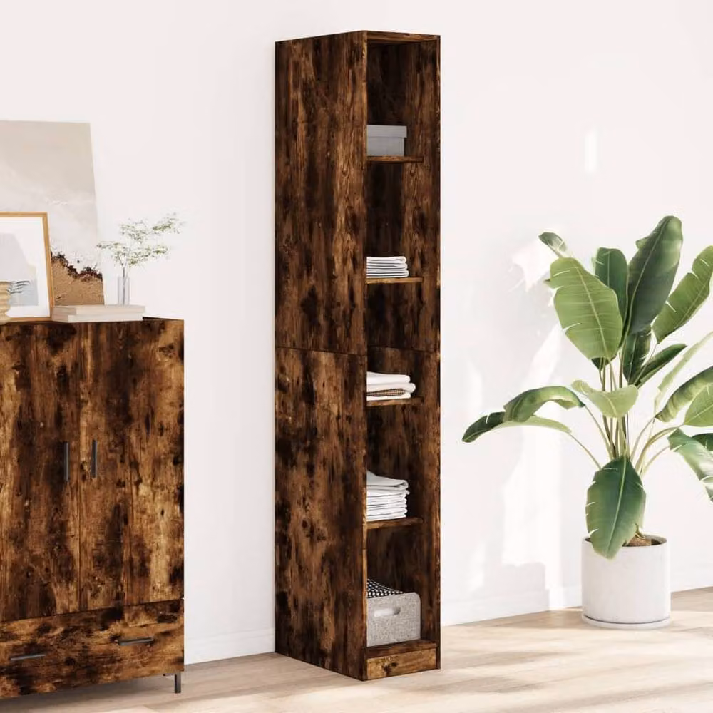 Berkfield Home Smoked Oak Wardrobe in Brown, W/D/H: 30 x 50 x 200 cm – 2