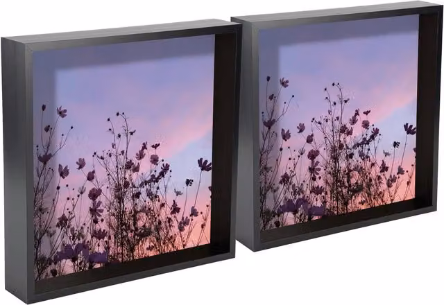 Nicola Spring 3D Shadow Box Square Photo Frames, Pack of 2, Black, W/H: 30.48 x 30.48 cm – 3