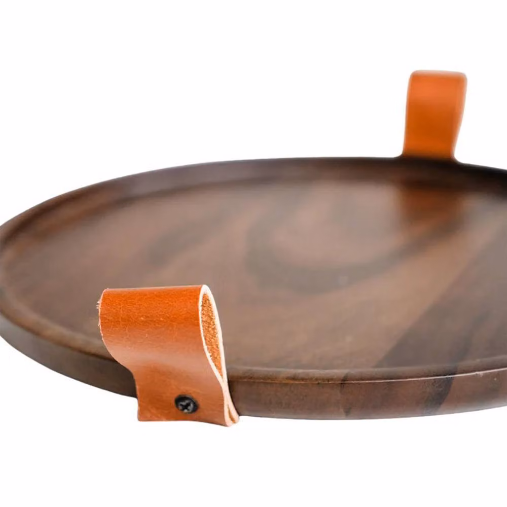 Ivyline Harvey Acacia Wood Candle Plate, Brown, W: 28 cm, D: 28 cm, H: 2 cm – 2