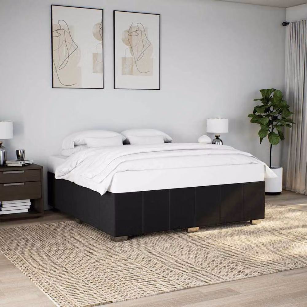 Berkfield Home Soft Fabric Bed Frame in Black, Super King Size, W/D/H: 180 x 200 cm – 2
