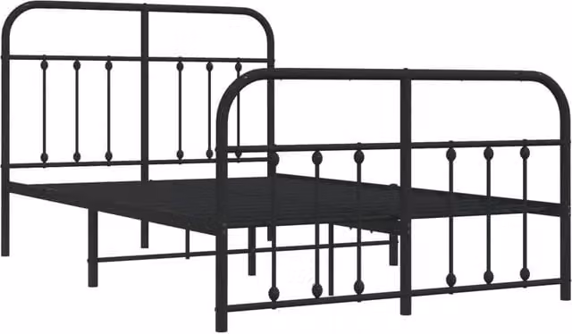 Berkfield Home Metal Bed Frame with Headboard and Footboard in Black, 120 x 200 cm